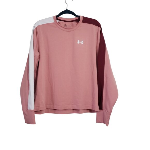 Under Armour Loose‎ Fit Colorblock Long Sleeve Shirt Womens L Athlesiure Comfy - Picture 1 of 6
